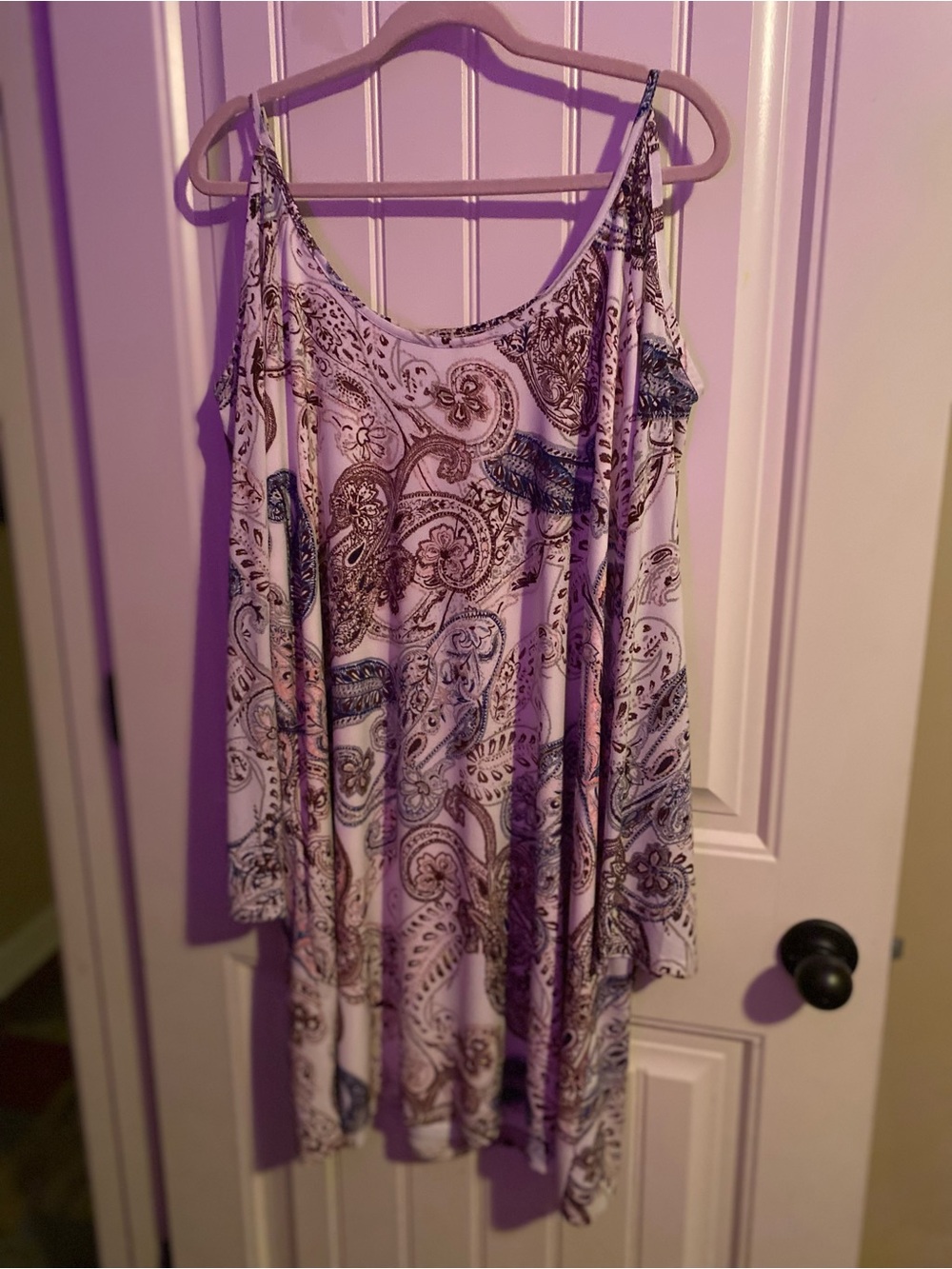 Cato White Paisley Cold-Shoulder Dress
